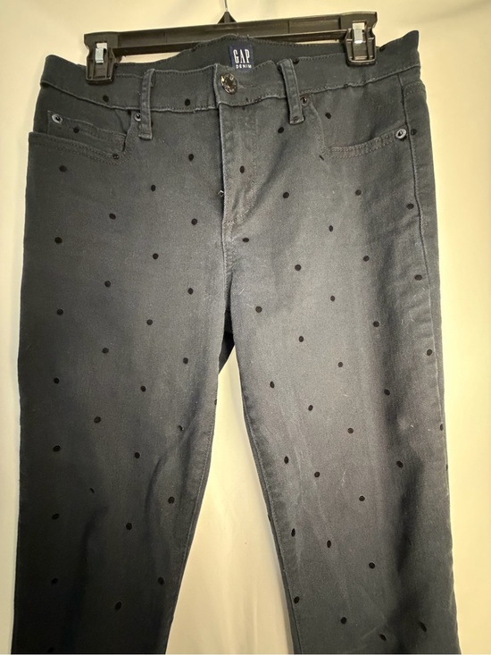 GAP Denim - Gap True Skinny Black Flocked Polka Dot Jeans Size 27R